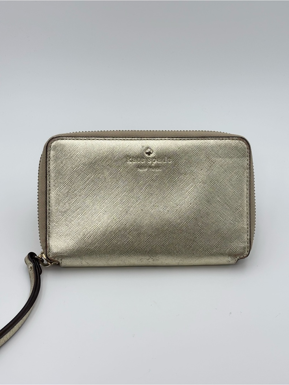 kate spade Metallic Gold Zip Wristlet Wallet